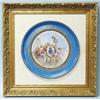 Image 1 : An antique French porcelain wall plaque. Handpainted in a relief gilt bordered medallion with put…