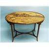Image 1 : ART NOUVEAU - E. GALLE. An important marquetry inlaid salon table. Oval top with rare gallery bor…