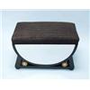 Image 1 : ART DECO - A French macassar ebony bench with chromed metal and fruitwood inlaid details. Rectang…
