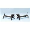 Image 1 : ART DECO - An amusing pair of French cast iron and steel fire dogs in form of stylized dachshound…