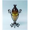 Image 1 : ART NOUVEAU - E. GALLE. An important artistic glass "talking" vase. Lime green fused amber ground…