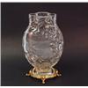 Image 1 : ART NOUVEAU - BACCARAT, FRANCE. A carved crystal vase mounted on gilt bronze base. The flask shap…
