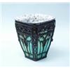 Image 1 : DAUM, NANCY - LOUIS MAJORELLE. A rare French art glass vase with wrought iron mounts. The turquoi…