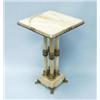 Image 1 : An important antique French champleve decorated onyx table. The veined onyx square top with champ…
