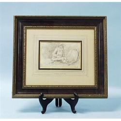 GEORGE MORLAND (1763 - 1804) English school. "Tired cavalier resting". Pencil drawing on beige pa…