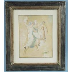 LEOPOLD SURVAGE (1879-1968) French school. "Jeunes Femmes Dansant (1931)". Watercolour. Signed an…