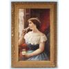 Image 1 : C. PICCININI - Turn of the century Italian school. "Portrait of a Young Lady". Oil on canvas. Sig…