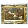 Image 1 : Attributed to F. Morgan (1856-1927) English school. "By the riverside". Oil on canvas. Signed low…