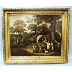 WILLIAM REDMORE BIGG (1755-1828) English school. "The Higger's Cart Collecting Poultry." A large …