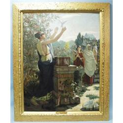 P.C. DUCATILLION - 19th century French school. "Offrande au Manes." A large symbolist oil on canv…