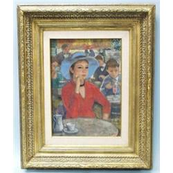 FRANCOIS GALL (1912-1987) French school. "Young Lady With Blue Hat." Oil on canvas. Signed lower …