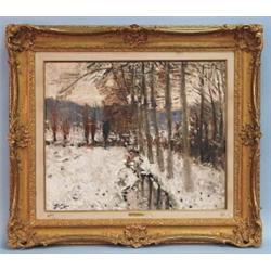 PIERRE-EUGENE MONTEZIN (1874-1946) French school. "Paysage D'Hiver." Oil on canvas, signed lower …