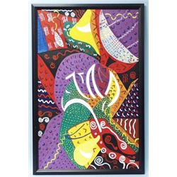 GYULA KALMAR - Contemporary Hungarian school. "Metamorphosis." A large oil on canvas. Signed with…