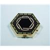 Image 1 : ART DECO - A very fine French hexagonal shaped 18 kt. gold compact with enamelled motives. Top en…