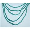 Image 1 : A five strand natural emerald bead necklace with 14 kt. yellow gold clasp.…