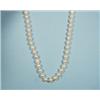Image 1 : A fine 8-8.5 mm. cultured pearl necklace with diamond set 18 kt. gold clasp. Marked. 32" long. Fi…