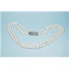 Image 1 : A very fine 9 - 9.5 mm double stranded cultured pearl necklace, 12" long, exceptional colour and …