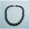 Image 1 : A very good quality Tahitian black pearl necklace. 33 pearls graduating from 12 mm. to 15 1/2 mm.…