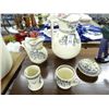Image 1 : Painted Pitcher, Lidded Jar & Cup Set - No Shipping