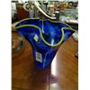 Image 1 : Artist Signed Blue Ruffled Vase