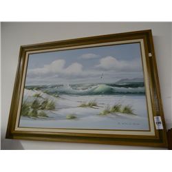 Artist Signed Framed Beach Scene