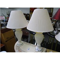 Pair of White w/Green Trim Table Lamps