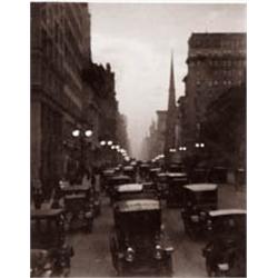 KARL STRUSS, (American, 1886-1981), FIFTH AVENUE, TWILIGHT, NEW YORK, titled and dated "Fifth Ave...