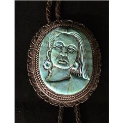 Vintage Carved Turquoise Bolo