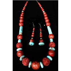 Coral and Turquoise Necklace Set