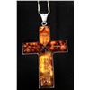 Image 1 : Amber and Sterling Cross Necklace