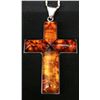 Image 2 : Amber and Sterling Cross Necklace