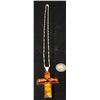 Image 3 : Amber and Sterling Cross Necklace