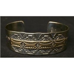 Silver and Gold Bracelet by Shannon Charlie (Navajo)