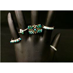 Group of 5 Fred Harvey Era Zuni-Style Rings