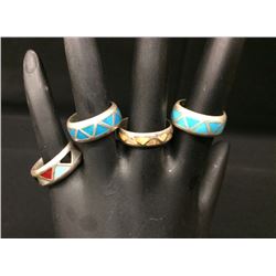 Group of 4 Vintage Inlay Rings