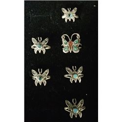 Group of 6 Sterling Butterfly Rings