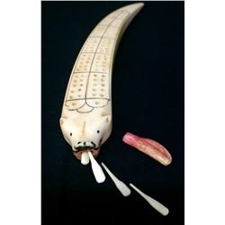 Circa 1950 Walrus Tusk Cribbage Board