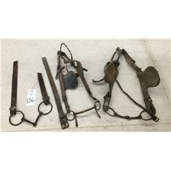 Group of 3 Draft Horse Bridles & Bits From Museum