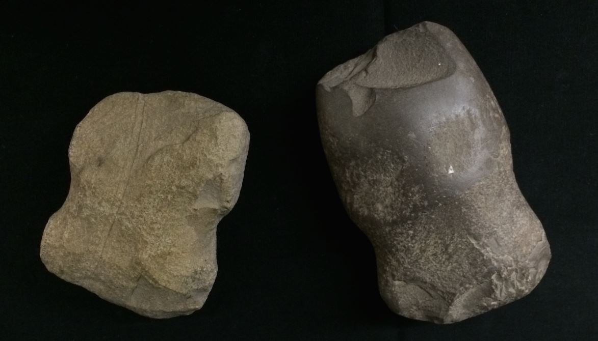 Pair of Prehistoric Stone Axe Heads From Museum