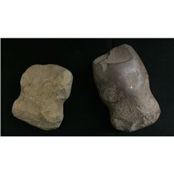 Pair of Prehistoric Stone Axe Heads From Museum