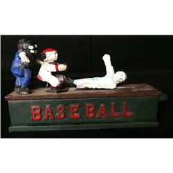 Vintage Baseball Cast Iron Coin Bank