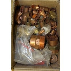 BOX OF COPPER FITTINGS
