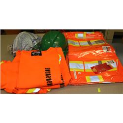 BOX OF SAFETY VESTS & HARD HATS