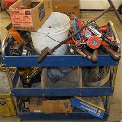 3-TIERED BLUE SHOP TOOL TRAY W/ CONTENTS