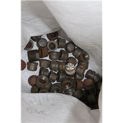 BAG W/ 68- 1 /2" AND 3/4" ASSORTED CAST IRON CAPS