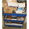 Image 1 : BLUE 3-TIERED SHOP CART WITH CONTENTS