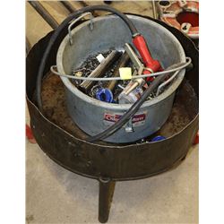 METAL OIL PAN W/ LEGS & DRAIN