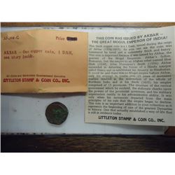 AKBAR 1 DAM COIN THICK HAMMERED BY HAND COPPER COIN ISSUED BY AKBAR-THE GREAT MOGUL EMPERER OF INDIA