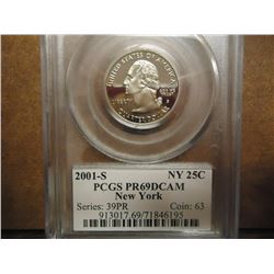 2001-S NEW YORK QUARTER PCGS PR69 DCAM