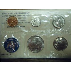 1965 US SPECIAL MINT SET WITH ENVELOPE 40% SILVER JOHN F. KENNEDY HALF DOLLAR